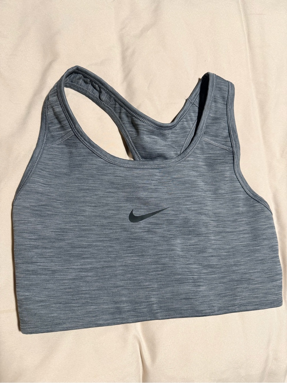 Nike Gray Heather Racerback Sports Bra with Swoosh